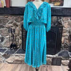 Susan Freis Assorti Vtg 80's Dress Ruffles Boho Size L Retro Vintage Romantic